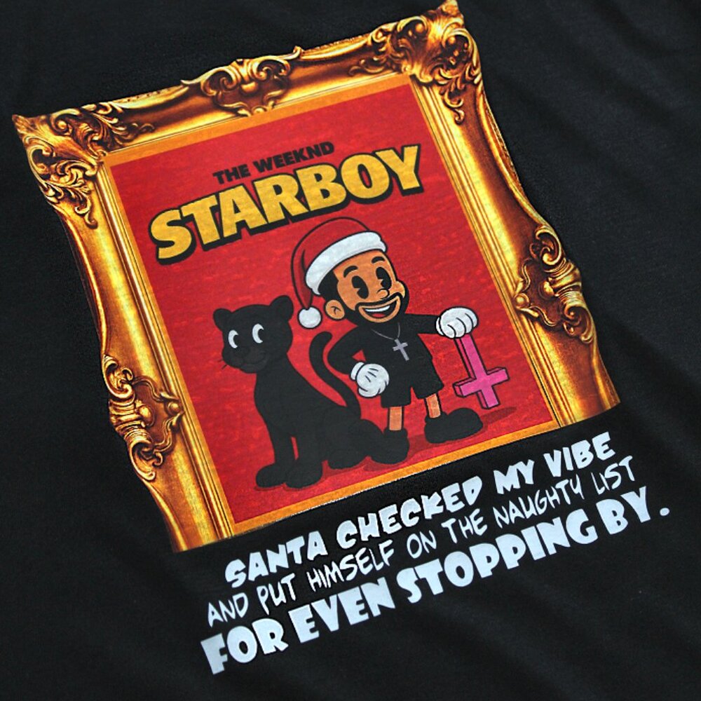 Starboy Naughty Christmas List Black T-Shirt Sizes S - XL